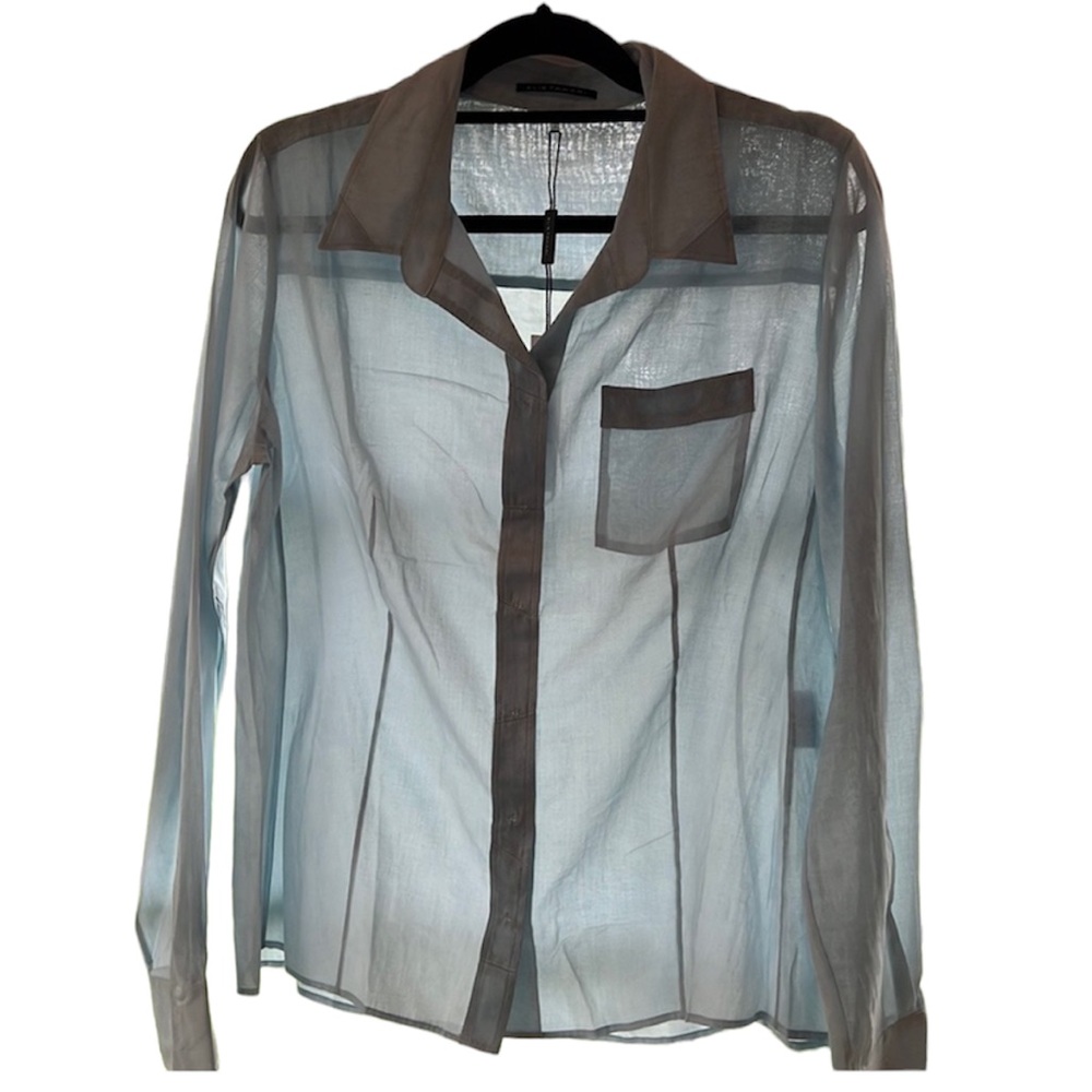 NWT! Elie Tahari Lightweight Blouse with Front Placket Size L